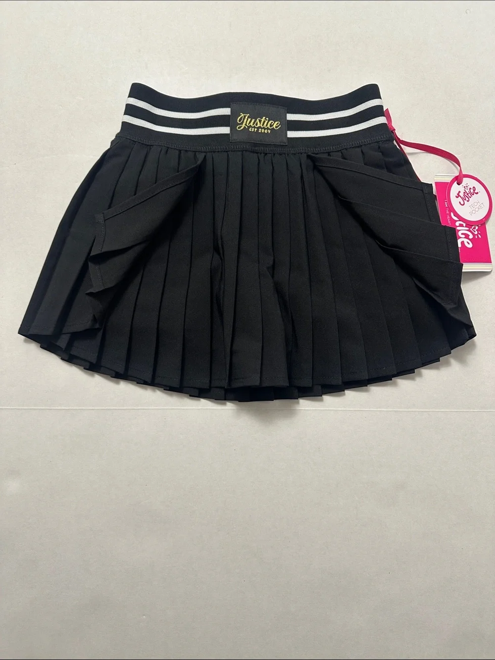 Justice Girls' Pleated Skort Duo - Coral to Hot Pink Ombre & Black